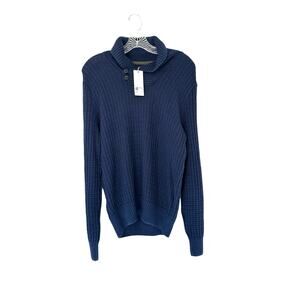Arturo Calle Sweater Men's Blue Cross Neck Preppy Cable Knit Sweater  Small